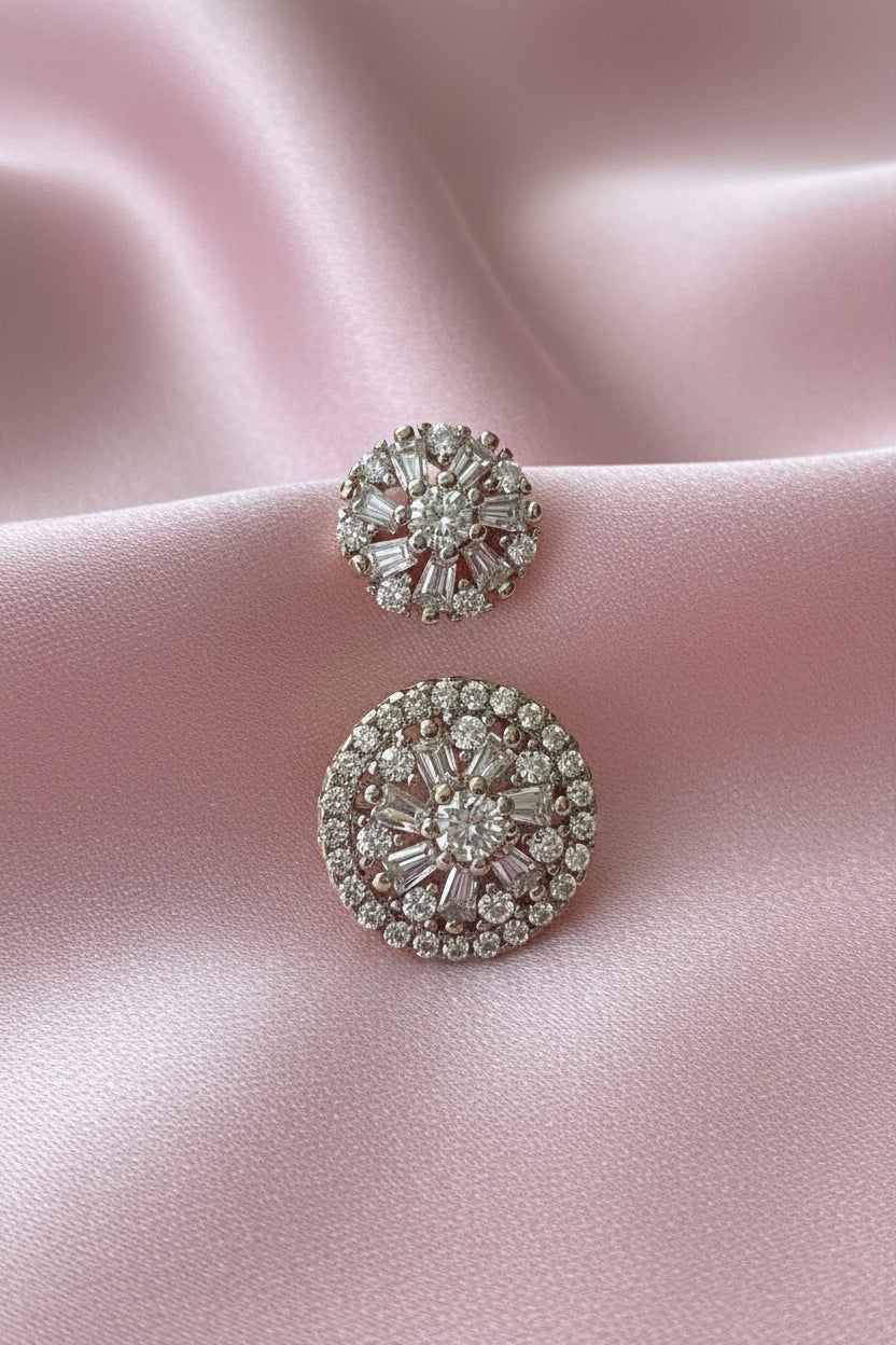Twin Sparkle Dome Silver Ring