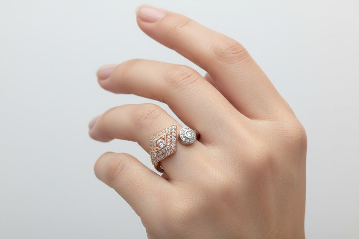 Rose Radiance Duo Silver Ring