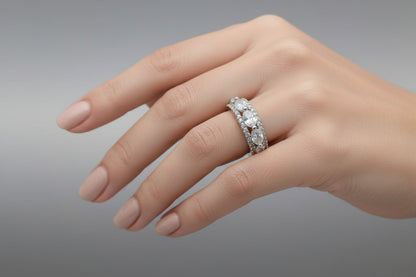 Eternal Glow Five Stone Silver Band