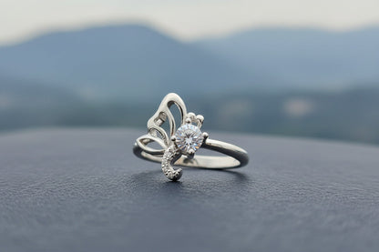 Flutter Bloom Solitaire Silver Ring