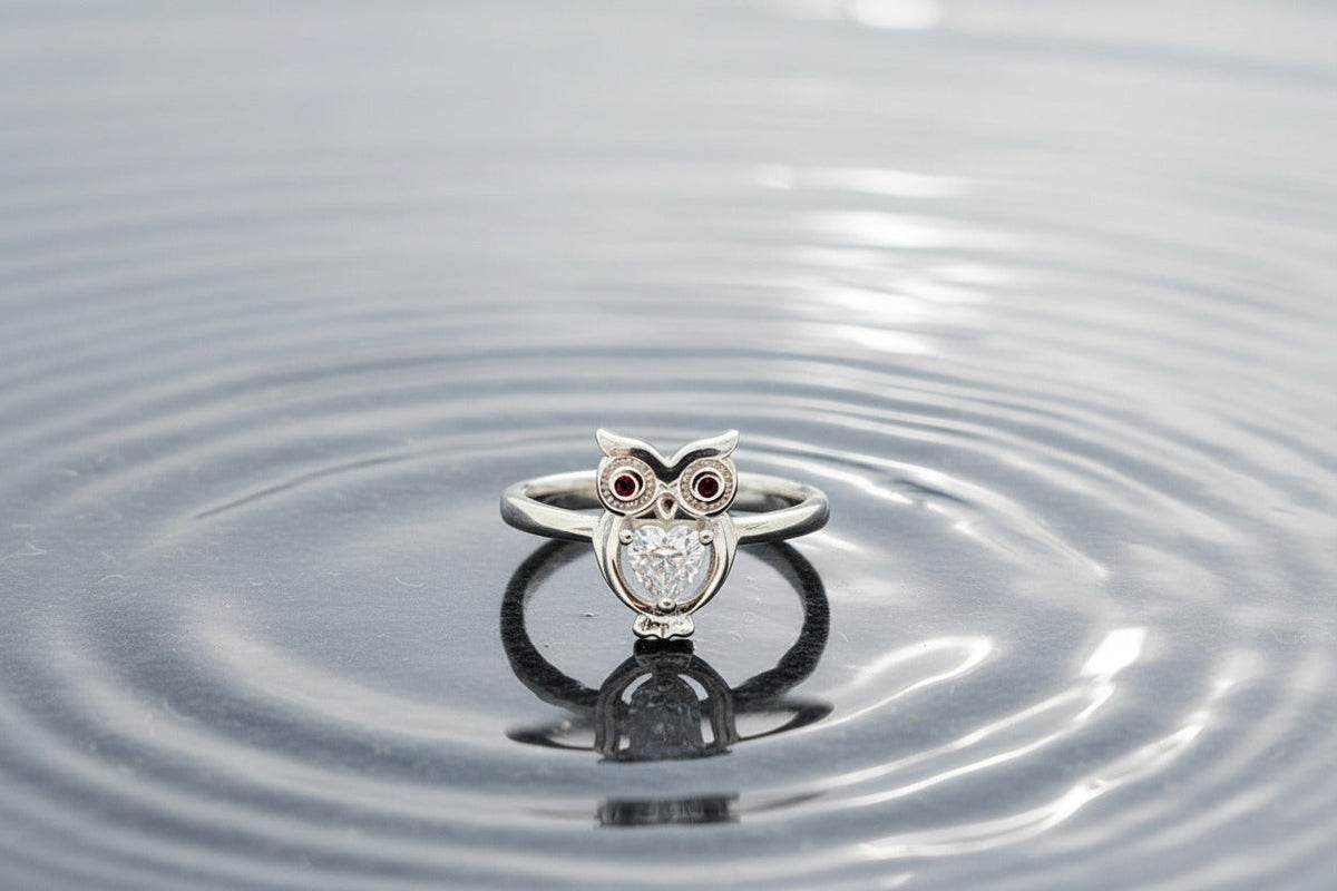 Wise Wink Owl Silver Ring