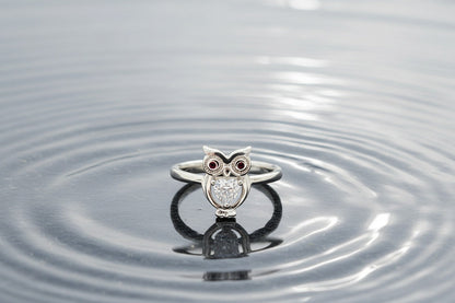 Wise Wink Owl Silver Ring