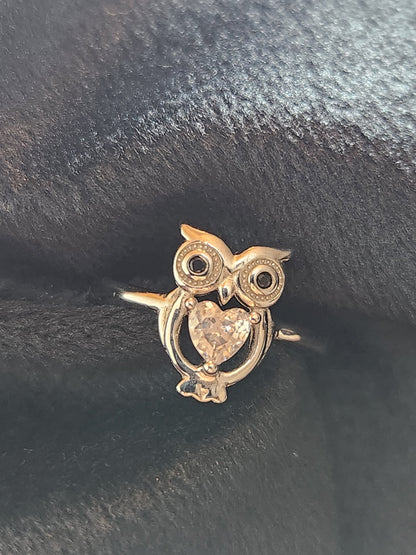 Wise Wink Owl Silver Ring
