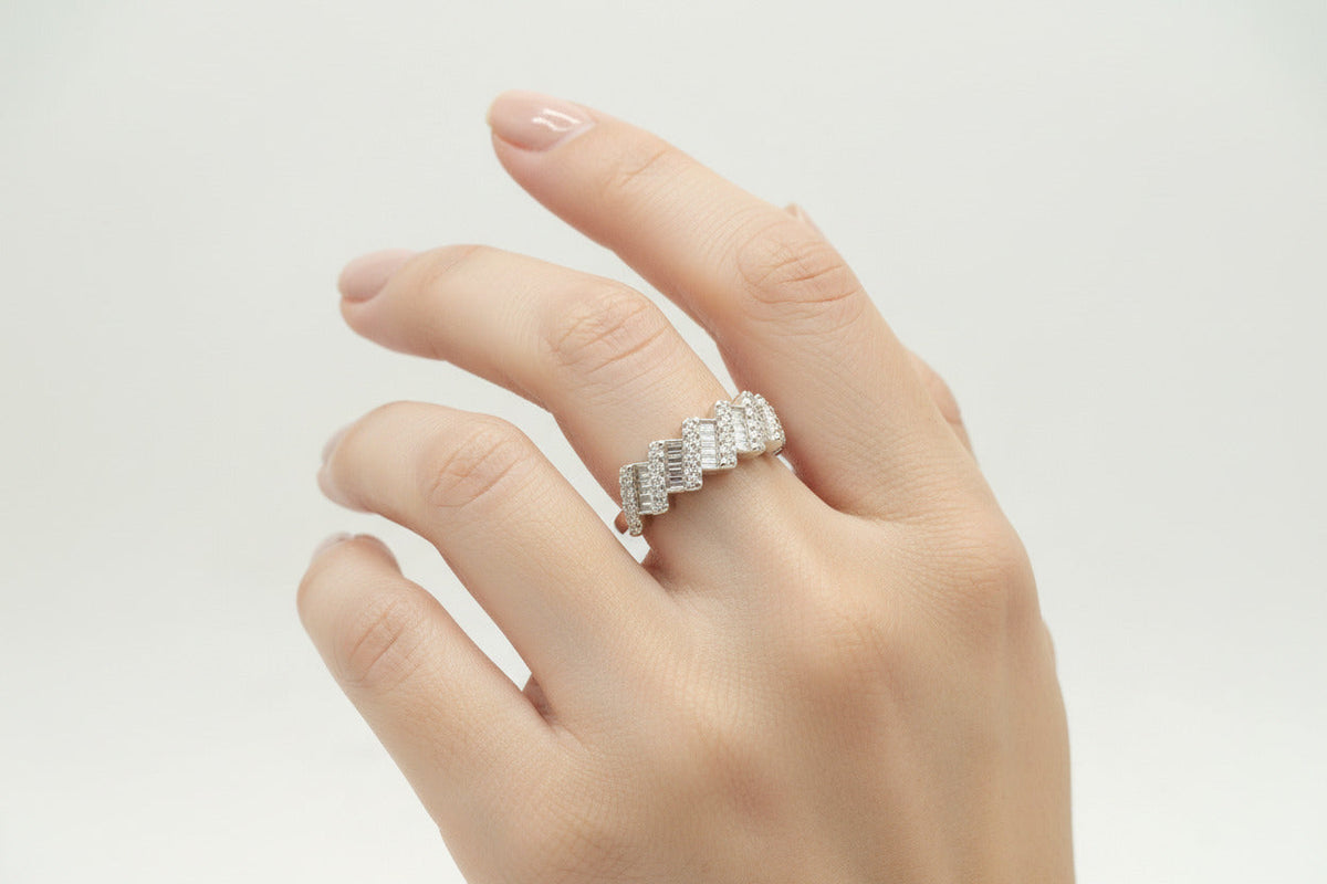 Ivory Steps Eternity Silver Ring