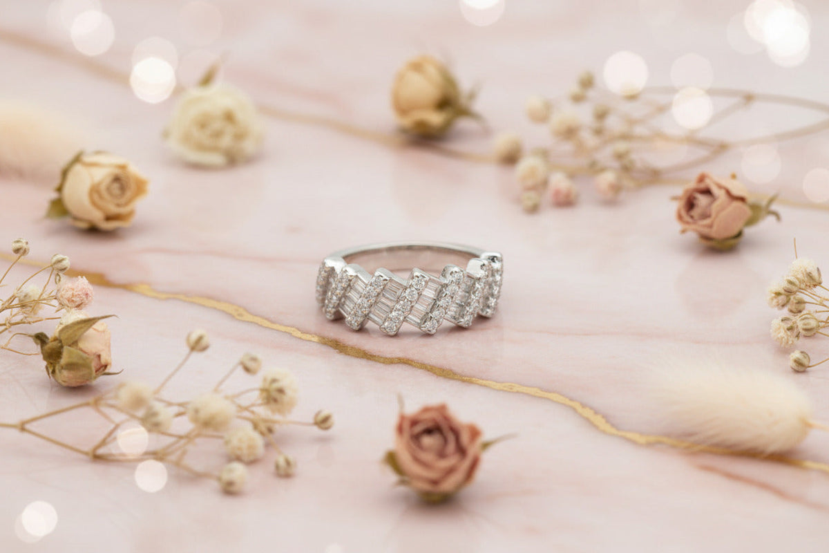 Ivory Steps Eternity Silver Ring