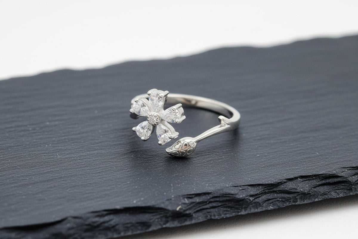 Serpent Bloom Silver Ring