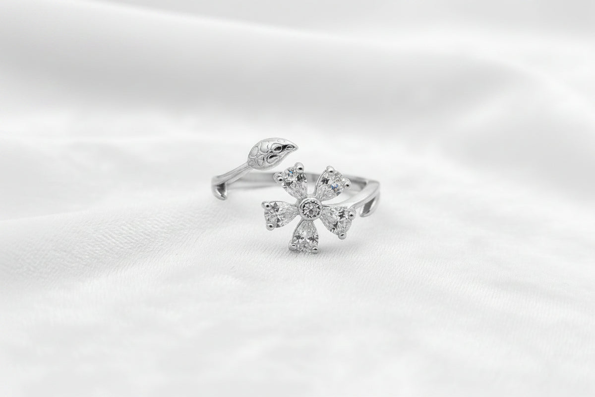 Serpent Bloom Silver Ring