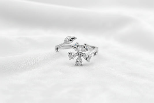 Serpent Bloom Silver Ring