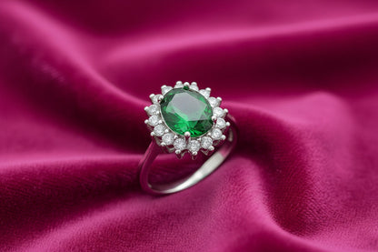 Verdant Crown Halo Silver Ring