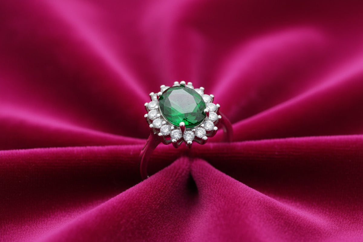 Verdant Crown Halo Silver Ring
