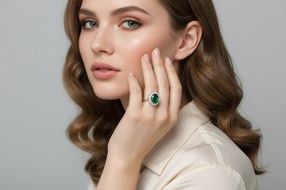 Verdant Crown Halo Silver Ring