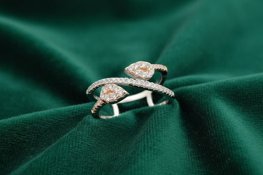 Twin Leaf Wrap Silver Ring