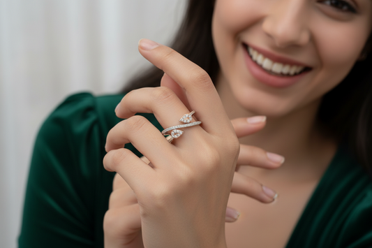 Twin Leaf Wrap Silver Ring