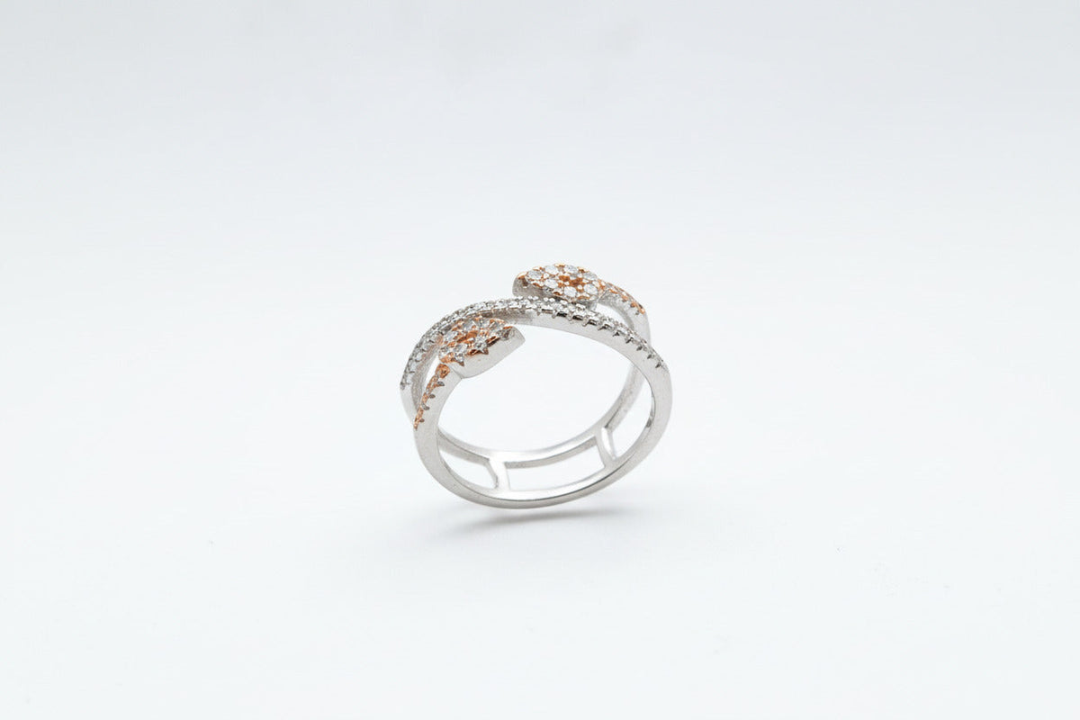 Twin Leaf Wrap Silver Ring