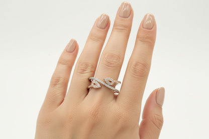 Twin Leaf Wrap Silver Ring