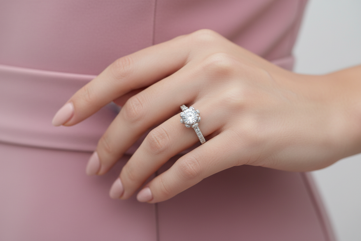 Celeste Bloom Solitaire Silver Ring