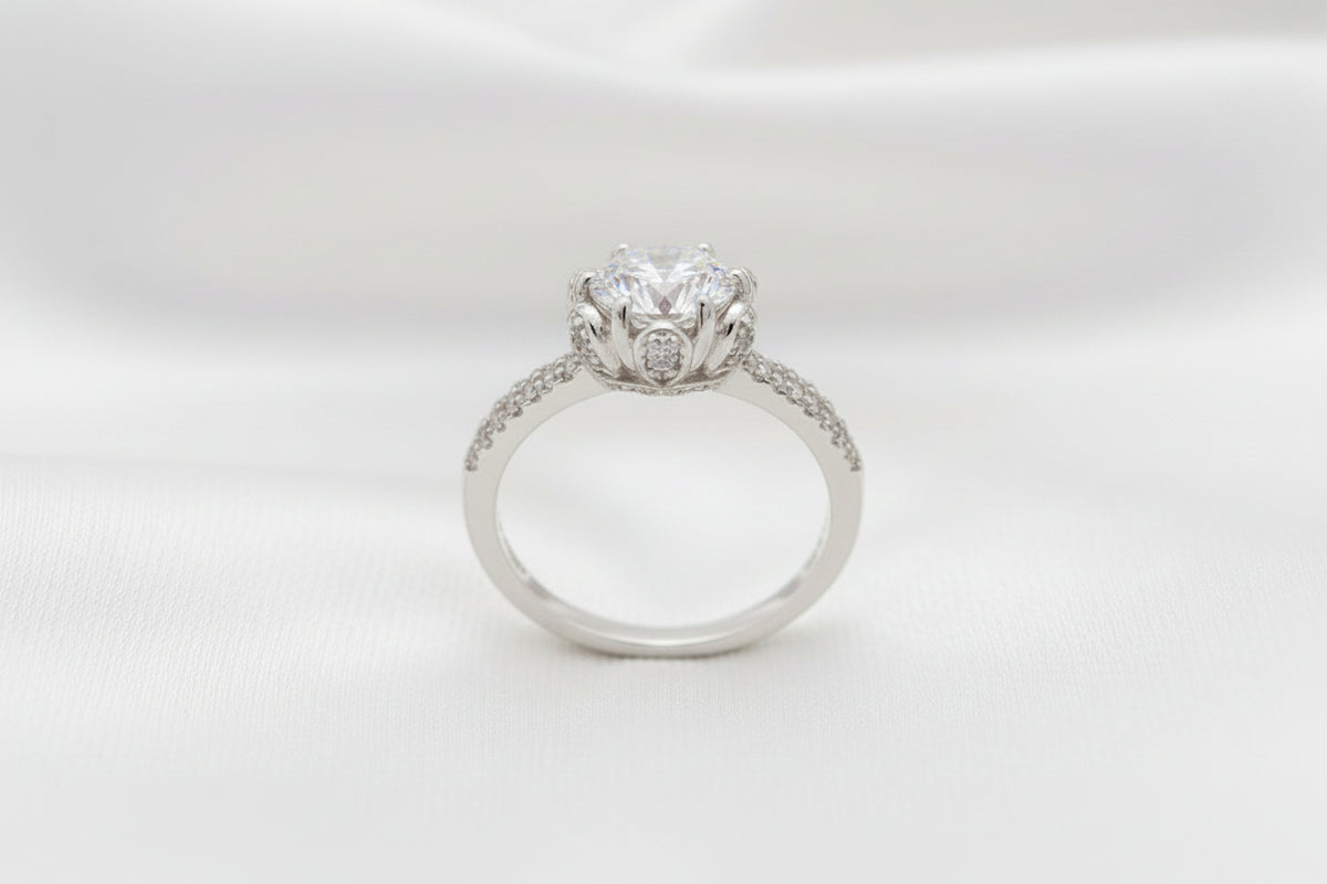 Celeste Bloom Solitaire Silver Ring