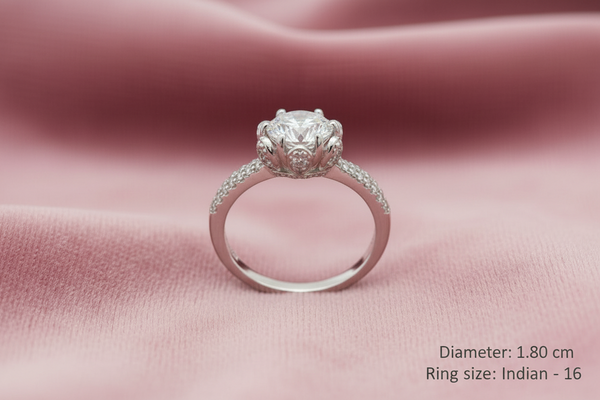 Celeste Bloom Solitaire Silver Ring