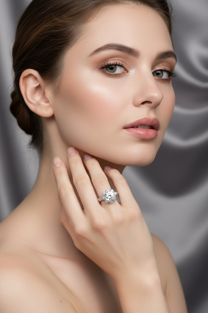Aurora Petal Solitaire Silver Ring