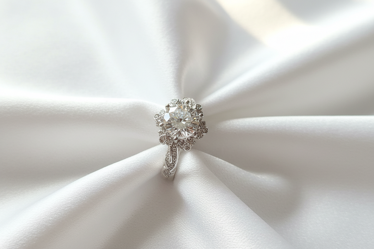Aurora Petal Solitaire Silver Ring