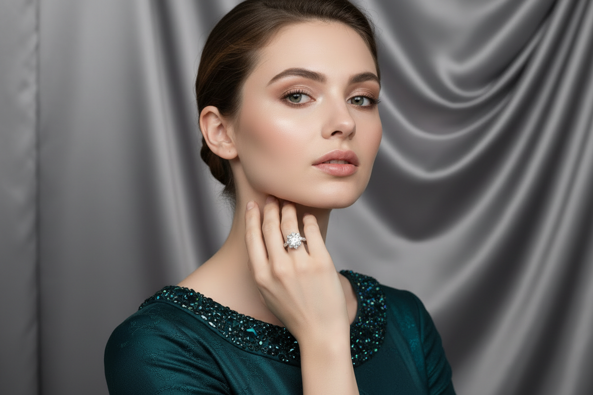 Aurora Petal Solitaire Silver Ring