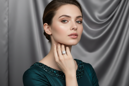 Aurora Petal Solitaire Silver Ring