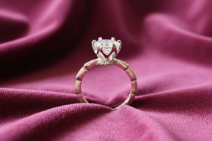 Crownflare Solitaire Silver Ring