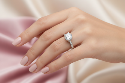 Crownflare Solitaire Silver Ring