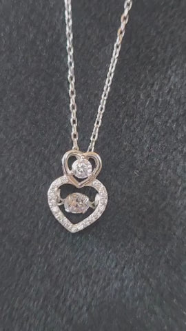 Double Heart Promise Silver Pendant
