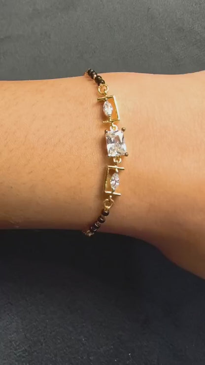 Golden Glamour Crystal Mangalsutra Bracelet