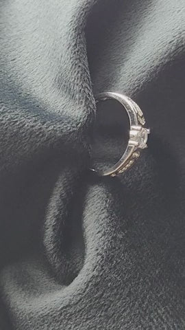 Silver Crystal Crest Duo Rings