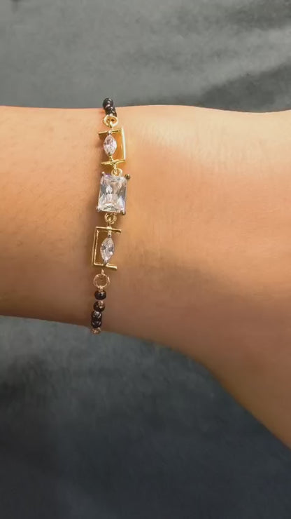 Golden Glamour Crystal Mangalsutra Bracelet
