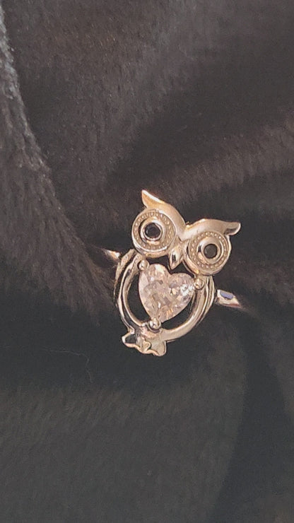 Wise Wink Owl Silver Ring