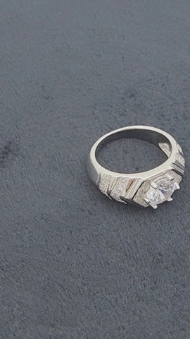 Titan Zirconia Men’s Silver Ring