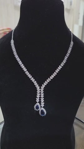 Sapphire Cascade Silver Set