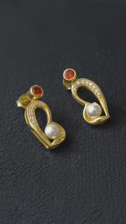 Scarlet Pearl Embrace Studs