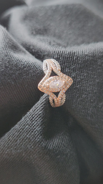 Rose Prism Marquise Silver Ring