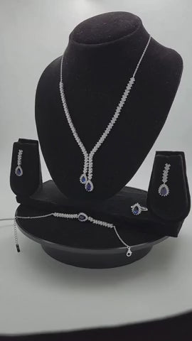Sapphire Cascade Silver Set