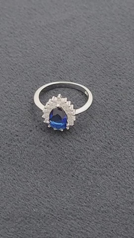 Sapphire Cascade Silver Set