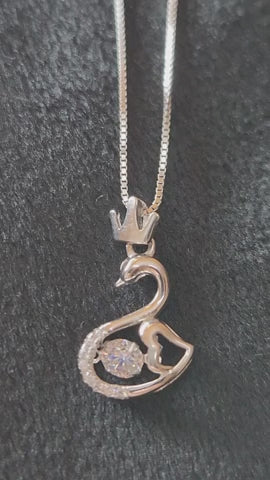 Crowned Swan Grace Silver Pendant