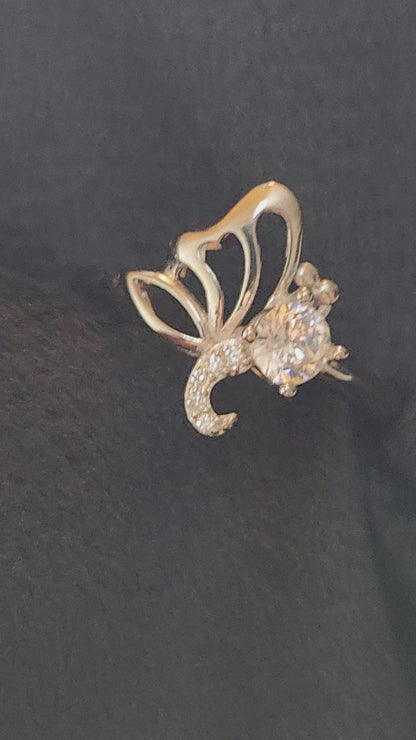 Flutter Bloom Solitaire Silver Ring