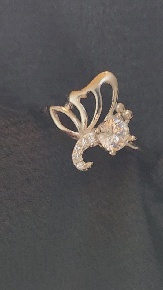 Flutter Bloom Solitaire Silver Ring