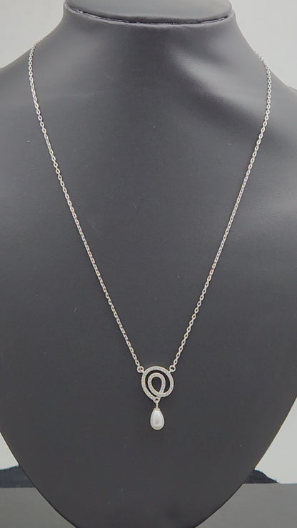 Pearl Teardrop Halo Pendant Set