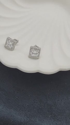 LumiSquare Halo Silver Studs