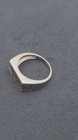 Onyx Strike Men’s Silver Ring