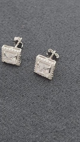 LumiSquare Halo Silver Studs