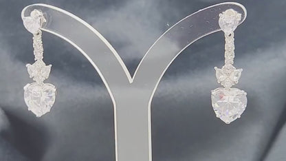 Silver Hearts of Radiance Drop Earrings