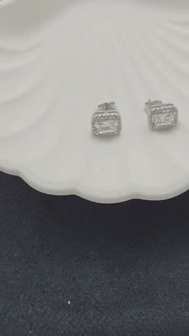 Radiant Halo Silver Studs