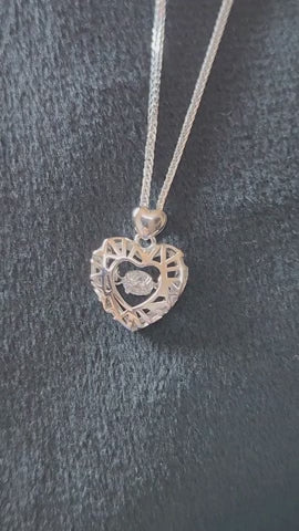 Ornate Heart Glow Silver Pendant