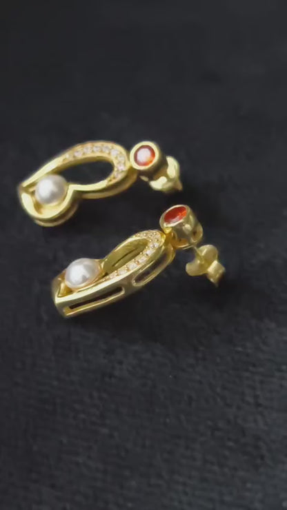 Scarlet Pearl Embrace Studs